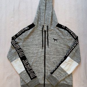 pink victorias secret size medium sparkly grey zip up hoodie
